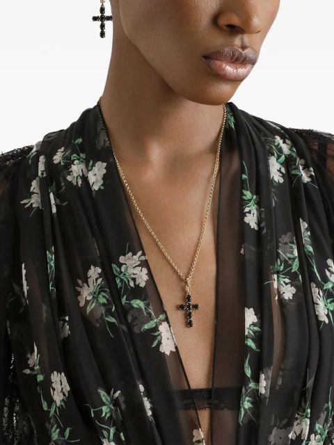 Dolce & Gabbana lace-detail floral-pattern long dress - Black