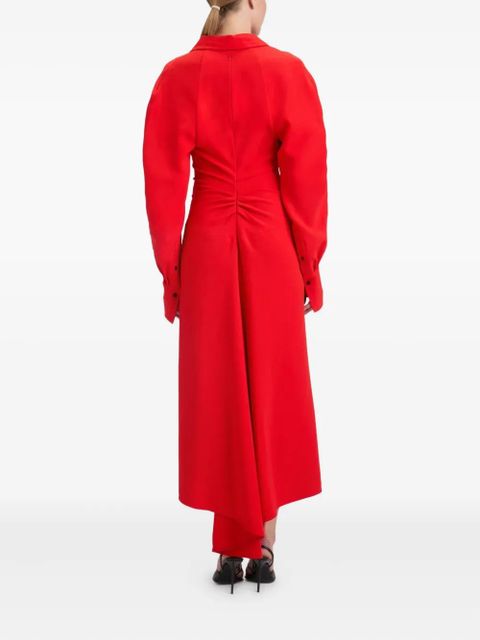 Victoria Beckham long-sleeve polo-collar midi dress - Red