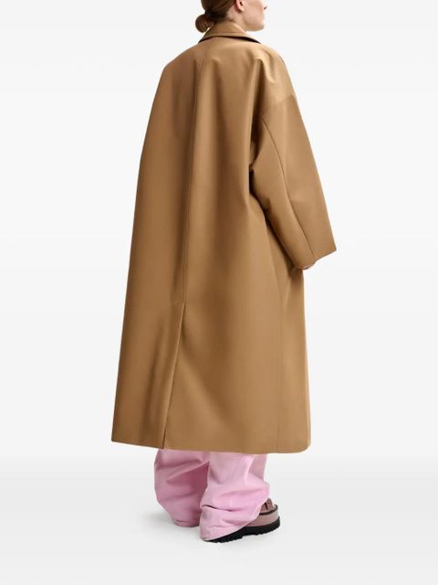 Essentiel Antwerp logo-patch double-breasted coat - Brown