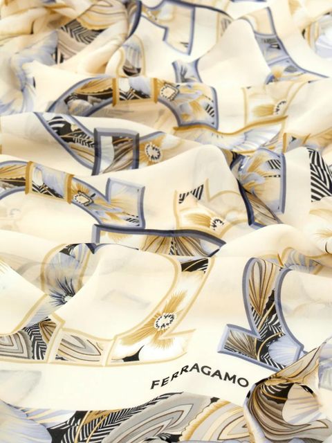 Ferragamo Gancini Brezza-print silk scarf - Neutrals