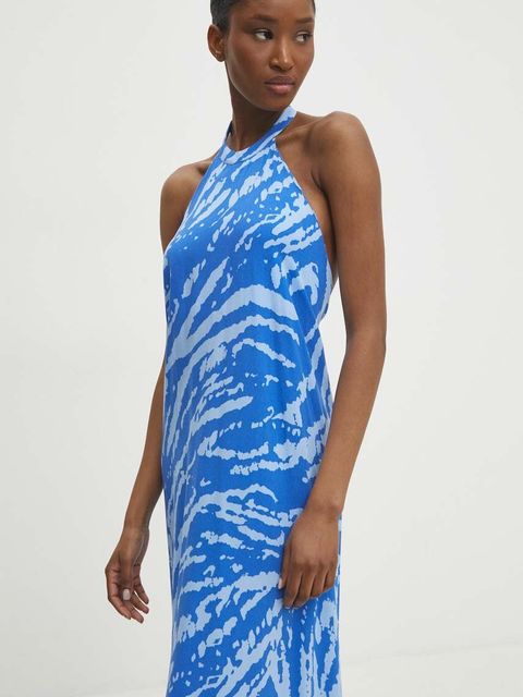 Answear.LAB sukienka kolor niebieski maxi oversize