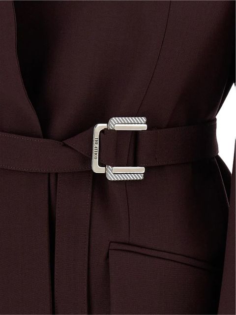 The Attico belted padded-shoulder blazer - Purple