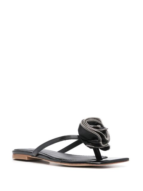 Coperni rose-appliqué leather flip flops - Black - zdjęcie produktu nr 2