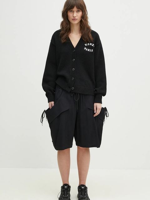 Kenzo kardigan wełniany x Verdy damski kolor czarny ciepły FF52CA4773CX.99J