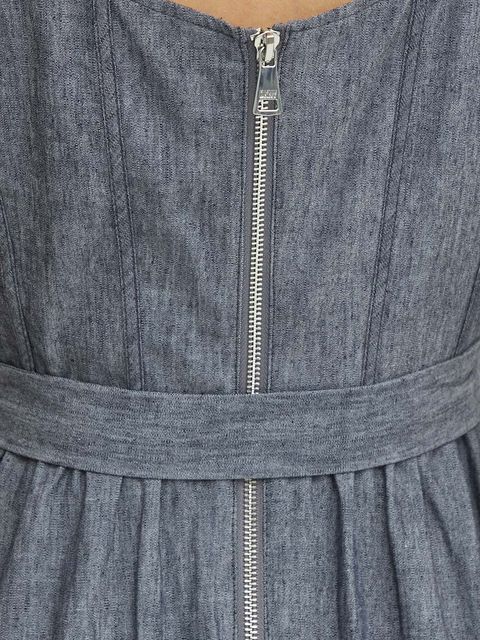 Dkny sukienka z domieszką lnu kolor szary midi rozkloszowana DD4B5715