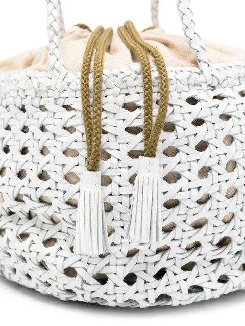 DRAGON DIFFUSION Joventus woven tassel tote bag - White