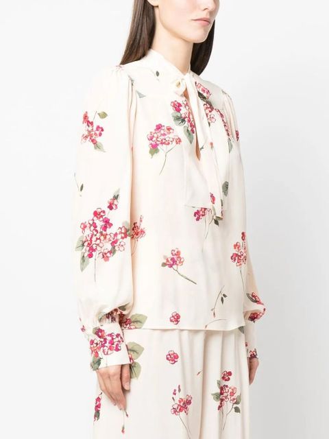 TWINSET floral-print pussy-bow blouse - Neutrals