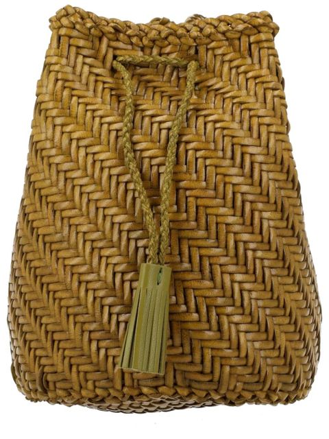 DRAGON DIFFUSION Pompom Double Jump Tan woven clutch bag - Brown - zdjęcie produktu nr 2