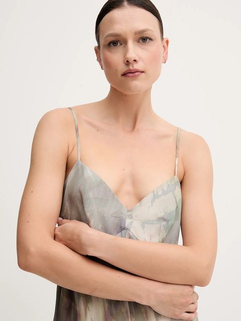 Sandro Ferrone sukienka kolor zielony maxi prosta S23XBEBARONI