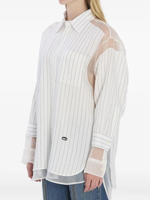 Jean Paul Gaultier striped sheer-panel shirt - White - zdjęcie produktu nr 2