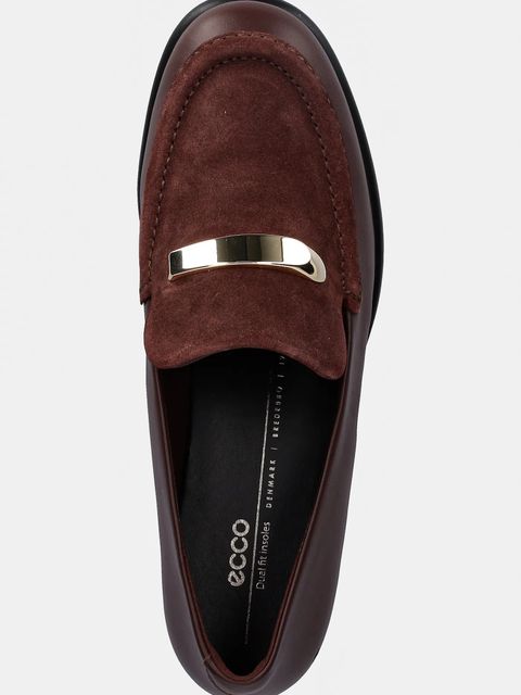 Ecco mokasyny skórzane Sculpted damskie kolor bordowy na płaskim obcasie 222343-52350