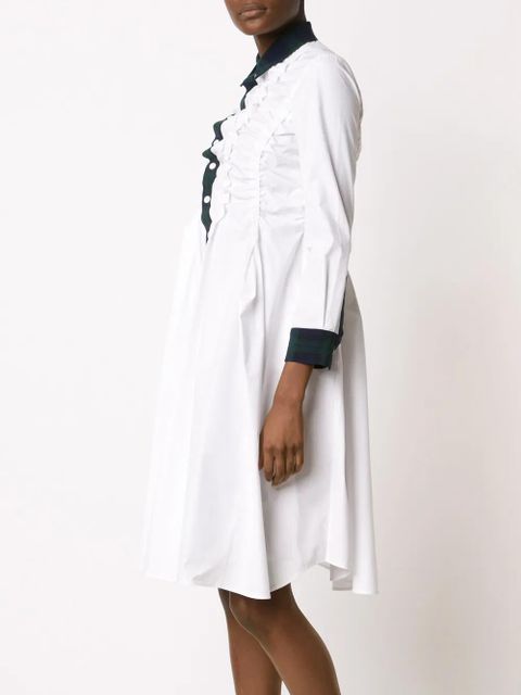 Comme Des Garçons tartan trim shirt dress - White