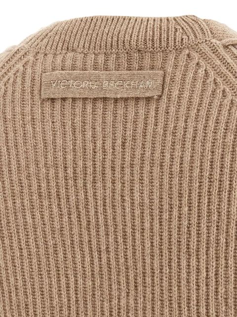 Victoria Beckham stepped-hem ribbed cardigan - Neutrals
