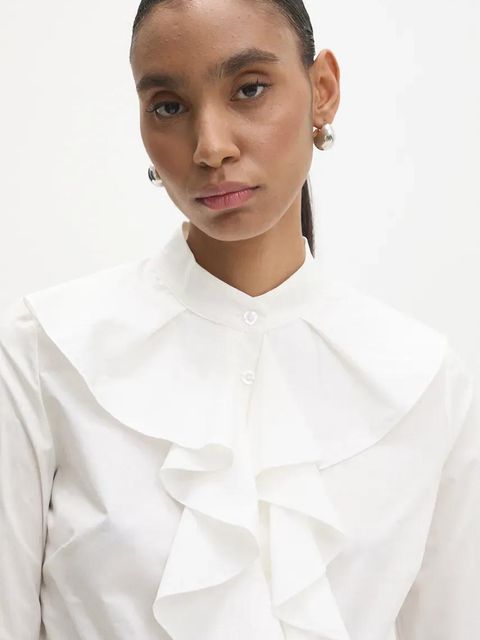 Answear.LAB koszula bawełniana damska kolor biały regular ze stójką