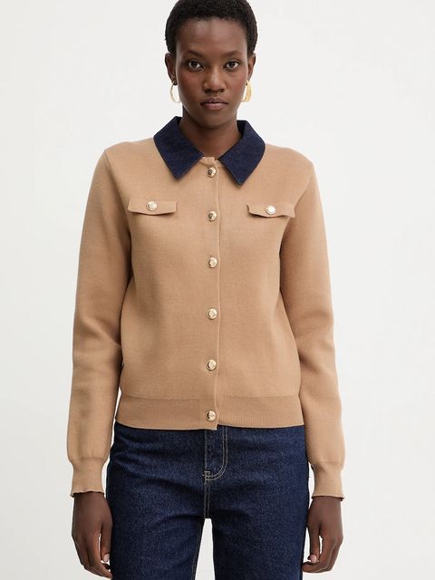 Morgan kardigan damski kolor beżowy lekki MJEANE