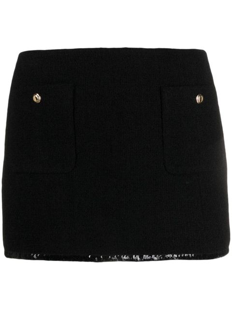 Miu Miu sequin-trim knitted miniskirt - Black - zdjęcie produktu nr 1