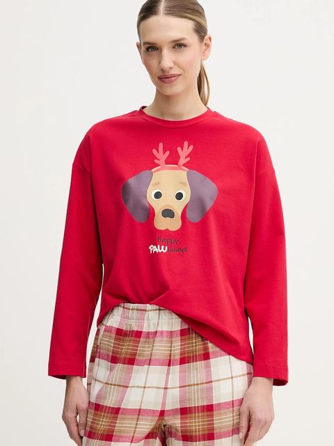 United Colors of Benetton longsleeve piżamowy damska kolor czerwony 3DKE3M07Y - zdjęcie produktu nr 1
