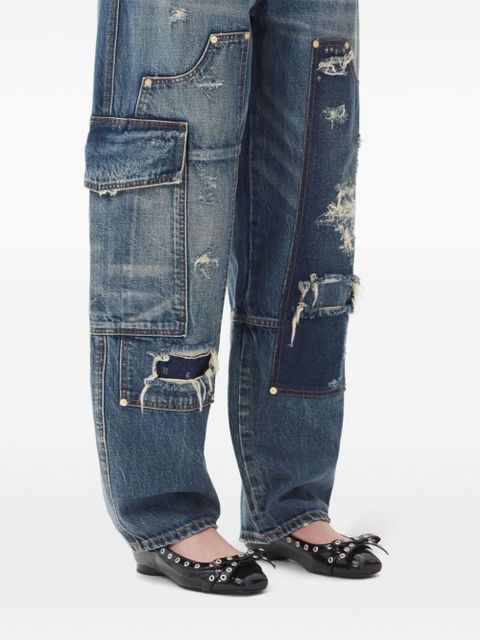 GANNI eyelet-detail bow ballerina shoes - Black