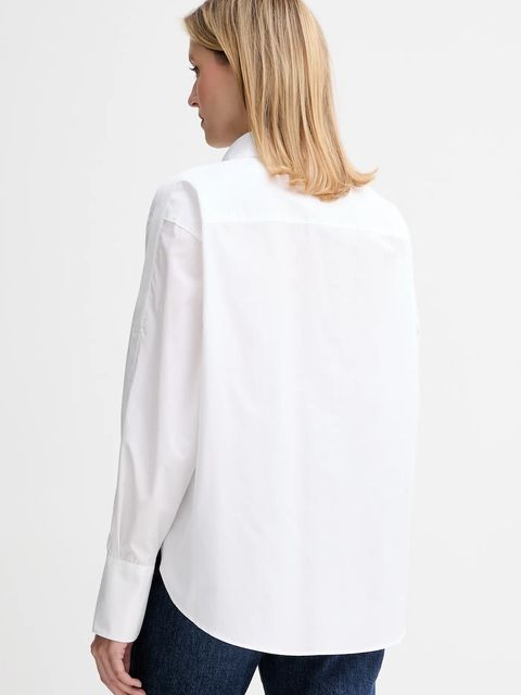 BOSS koszula bawełniana damska kolor biały relaxed z kołnierzykiem klasycznym 50548455