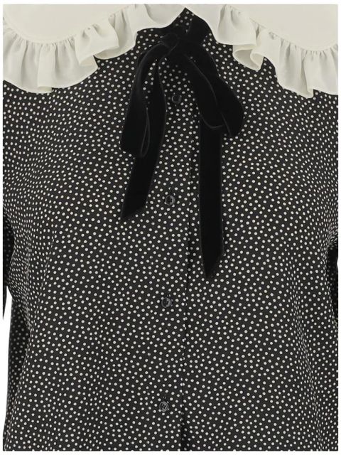 Saint Laurent Peter Pan-collar polka-dot blouse - Black