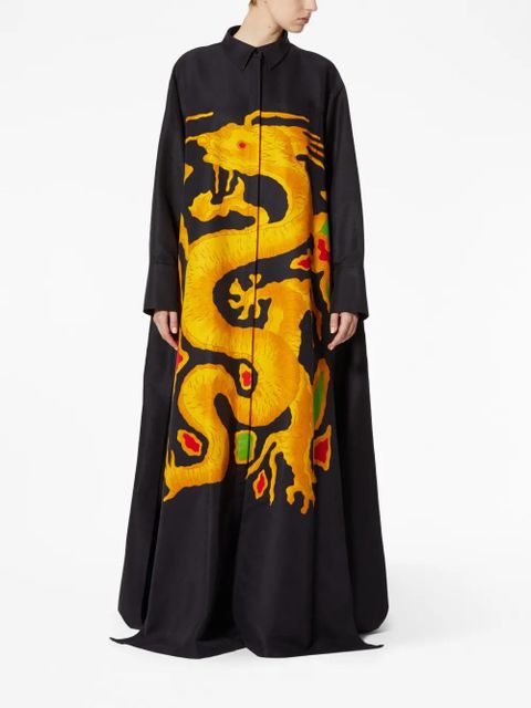 Valentino Garavani graphic-print faille shirtdress - Black