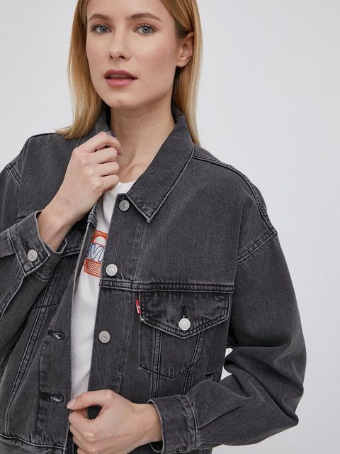 Levi's kurtka jeansowa damska kolor szary przejściowa