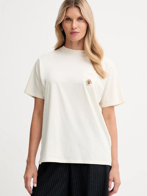 Bally t-shirt bawełniany damski kolor beżowy WJE07E - zdjęcie produktu nr 1