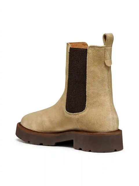 Geox botki zamszowe D NORIZE damskie kolor beżowy na płaskim obcasie D564ZD 00022 C5010