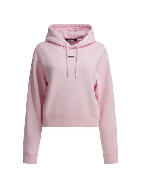 Jacquemus drawstring logo-patch hoodie - Pink - zdjęcie produktu nr 1