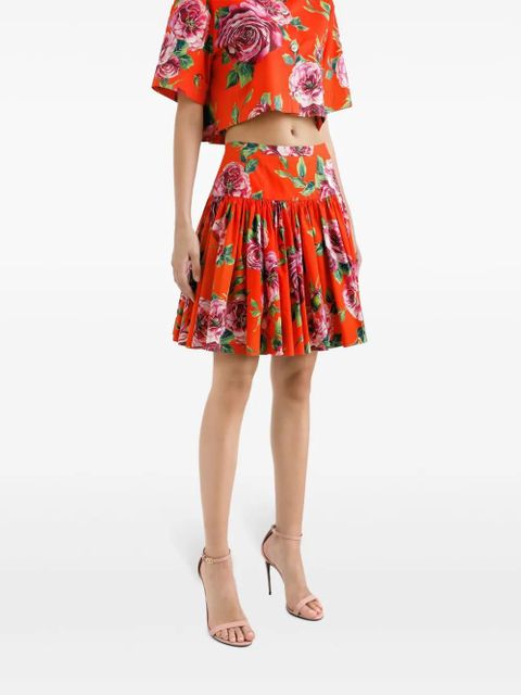 Dolce & Gabbana floral-print mini skirt - Red