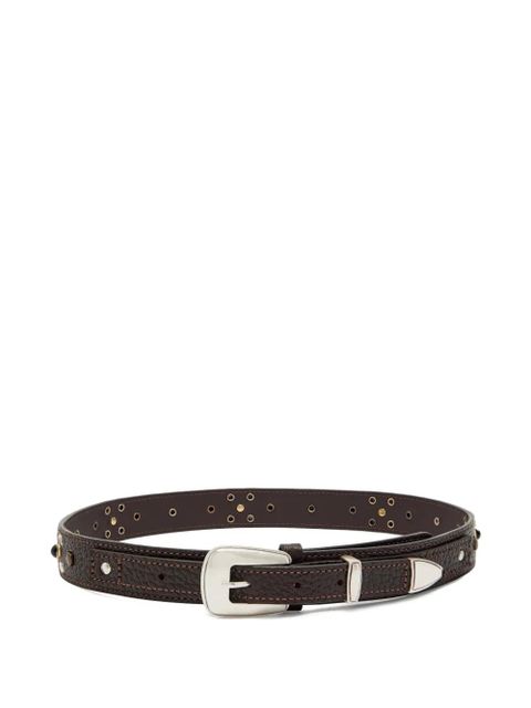 LEMAIRE studded grained-leather belt - Brown - zdjęcie produktu nr 2