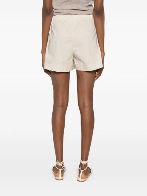 MC2 Saint Barth Meave crystal-embellished elasticated-waist shorts - Neutrals