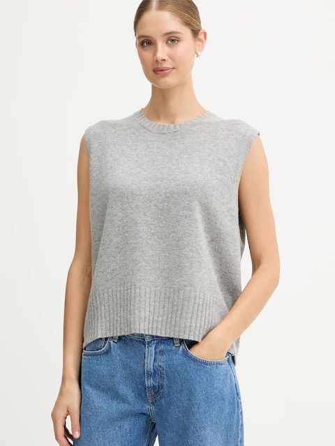 United Colors of Benetton kamizelka z dodatkiem wełny kolor szary lekki 126WD10BA - zdjęcie produktu nr 1