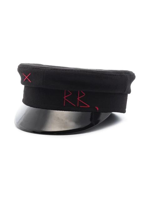 Ruslan Baginskiy embroidered monogram baker boy hat - Black