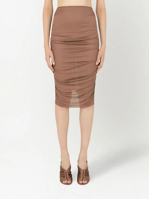 Dolce & Gabbana draped-detail midi skirt - Brown