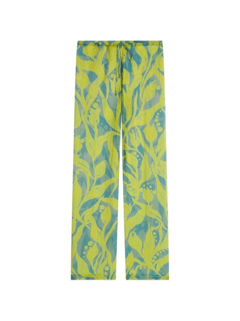 DRIES VAN NOTEN floral-print trousers - Green - zdjęcie produktu nr 1