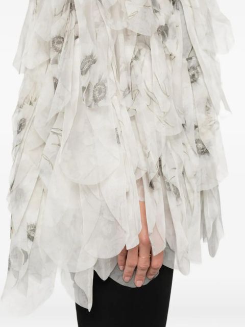 Max Mara Chiffon floral ruffled jacket - White