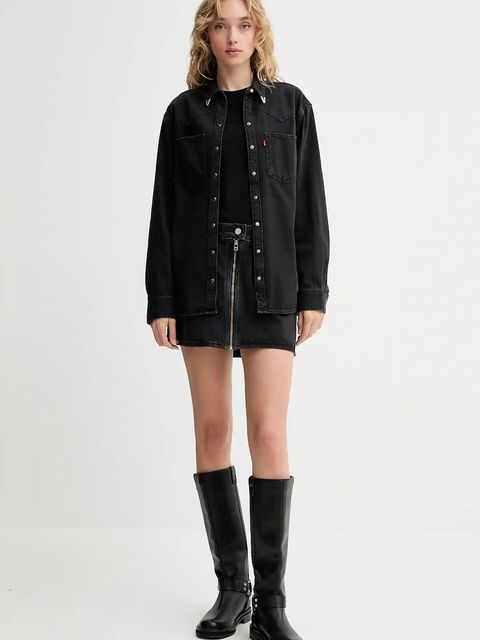 Levi's spódnica jeansowa kolor czarny mini ołówkowa 003RP