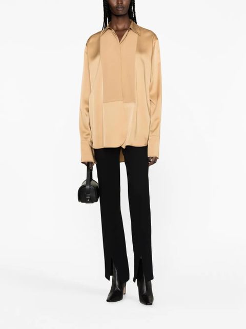 Jil Sander satin-finish panelled shirt - Brown