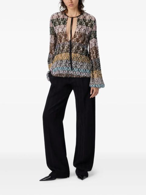 Missoni floral-lace long-sleeve top - Grey