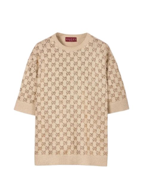 Gucci short-sleeve crew-neck sweater - Neutrals - zdjęcie produktu nr 1