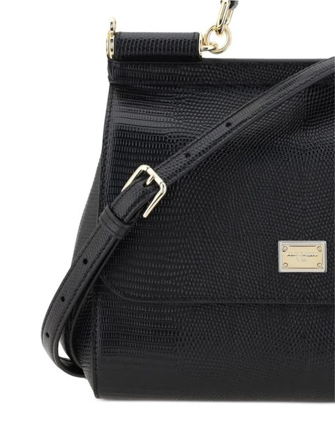 Dolce & Gabbana large Sicily iguana-print top-handle bag - Black