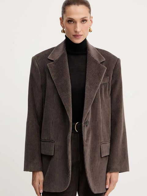 Weekend Max Mara marynarka sztruksowa FORMIA kolor brązowy jednorzędowa gładka 2525046052600 - zdjęcie produktu nr 1