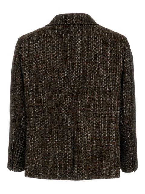 FENDI tweed double-breasted jacket - Brown
