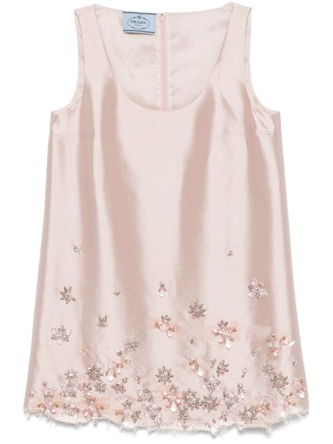 Prada crystal-embellished mini dress - Pink