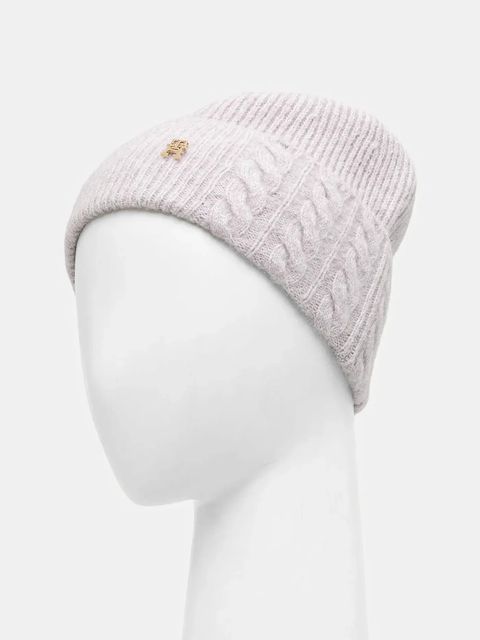 Tommy Hilfiger czapka z dodatkiem wełny kolor beżowy AW0AW17784 - zdjęcie produktu nr 2