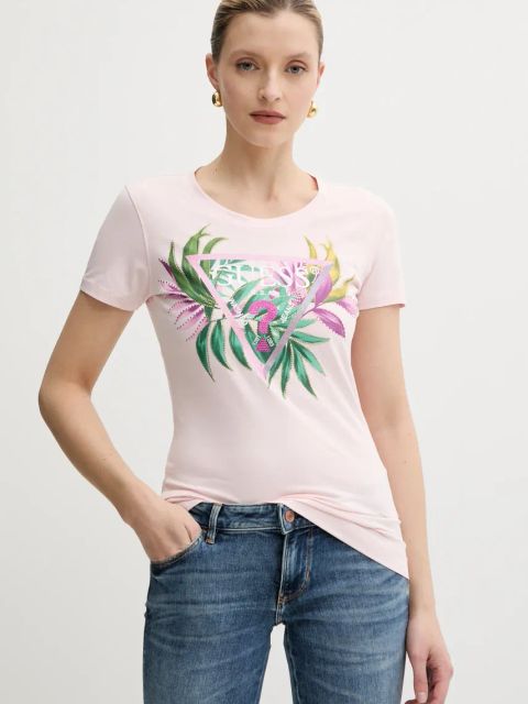 Guess t-shirt damski kolor różowy W5GI07 J1314