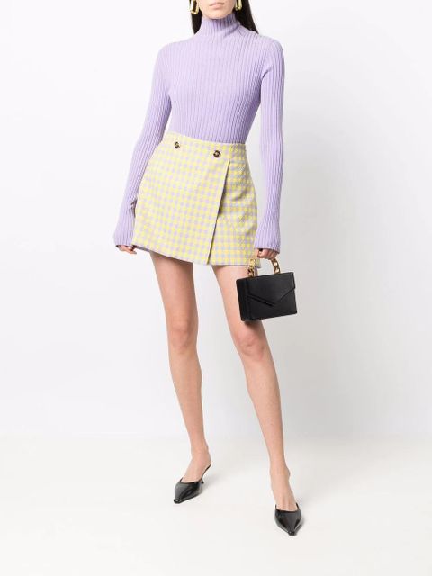 Versace Medusa check-pattern wool skirt - Yellow