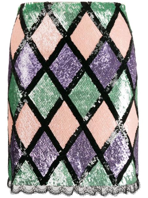 Blumarine argyle pattern sequin skirt - Black - zdjęcie produktu nr 1