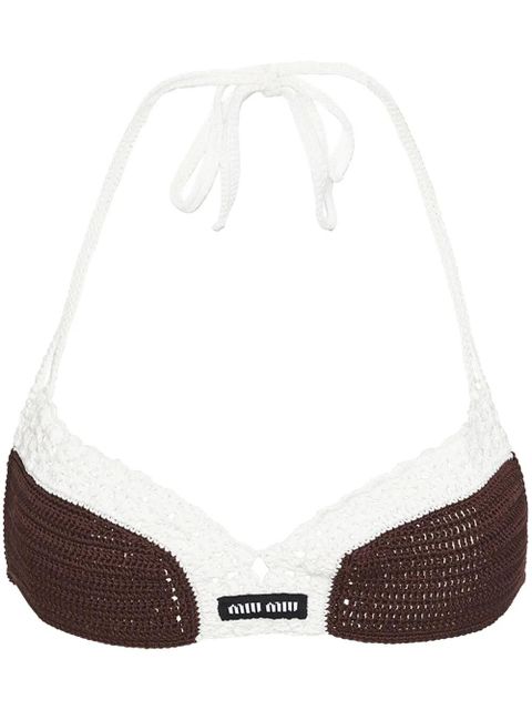 Miu Miu crochet-knit triangle bralette - Brown - zdjęcie produktu nr 1